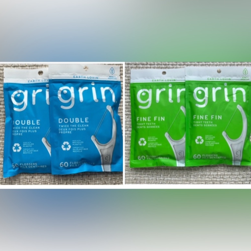 4 packages Grin Dental Flossers FineFin for tight teeth & Double Twice t…